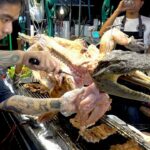 Thailand Street Food Grilled Crocodile Meat