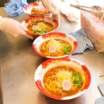 japanese street food – busy RAMEN (noodles ) stall ラーメン