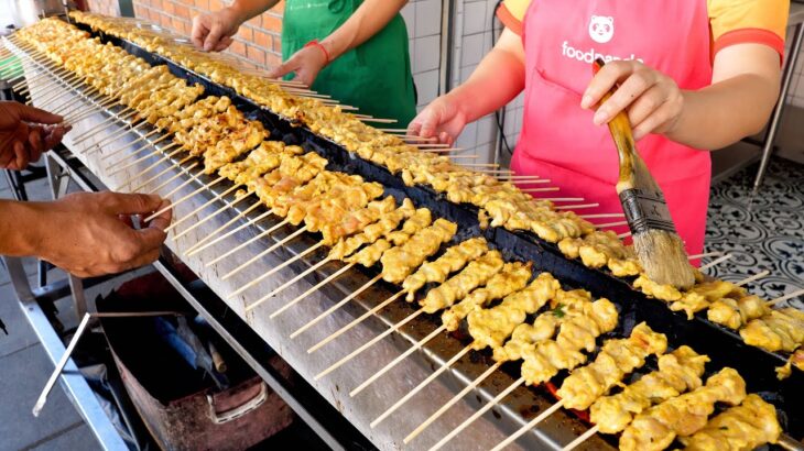굽는 족족 완판! 40년 역사의 돼지고기 꼬치 만드는 모든 과정! / 무사테 / Grilled Pork Skewers / Mooping | Thailand street food