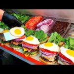 달걀 프라이 햄버거? 두툼한 소고기 패티와 반숙 계란이 들어간 수제버거 / Add eggs to beef homemade burger –  Korean street food