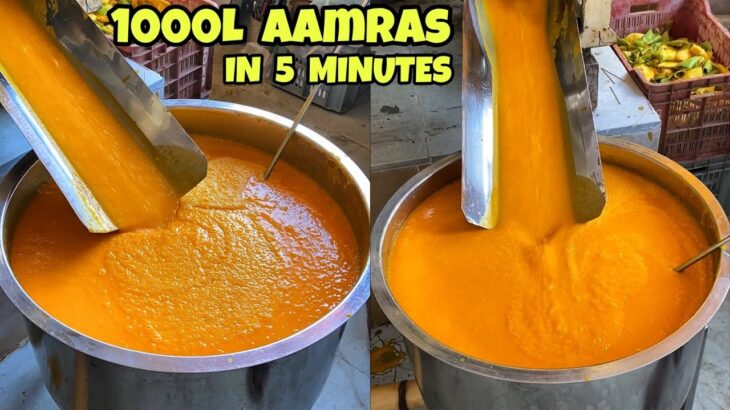 1000L Aamras in 5 minutes😱😱 आम को बिना छीले ही बना दिया Mango Shake😳😳 Indian Street Food | Vadodara