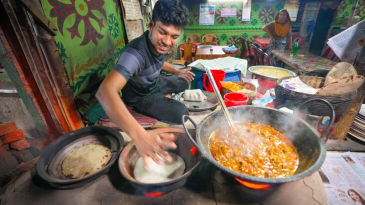 Tastiest Bangladeshi Street Food!! Kalai Roti Making + Eggplant Vorta! | Kushtia, Bangladesh