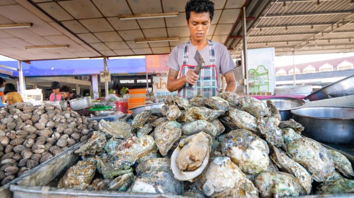 Street Food OYSTER BAR!! Seafood Mountain in Surat Thani, Thailand!