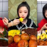 Chinese people eating – Street food – “Grilled shrimp, cakes, pork” #23