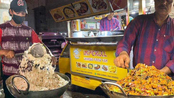 Hardworking Old Man Making CHINESE FOOD Restaurant Style Street Food Fried Rice & Dry Chilly Chicken