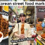 Mukbang at Korean Street Food Market: black bean noodles, fried wings, deep-fried donut | Q2HAN