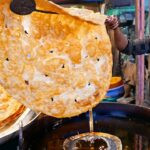 Indian Street Food – GIANT PARATHA AND HALWA Srinagar Kashmir India