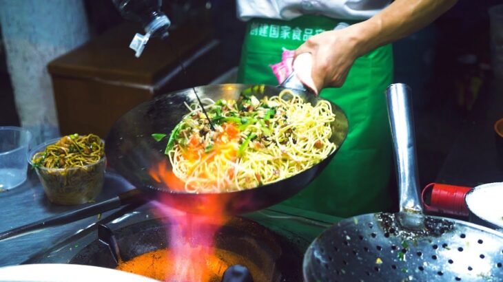 Chinese Street Food -Collection of the best egg fried noodles , the best wok skills