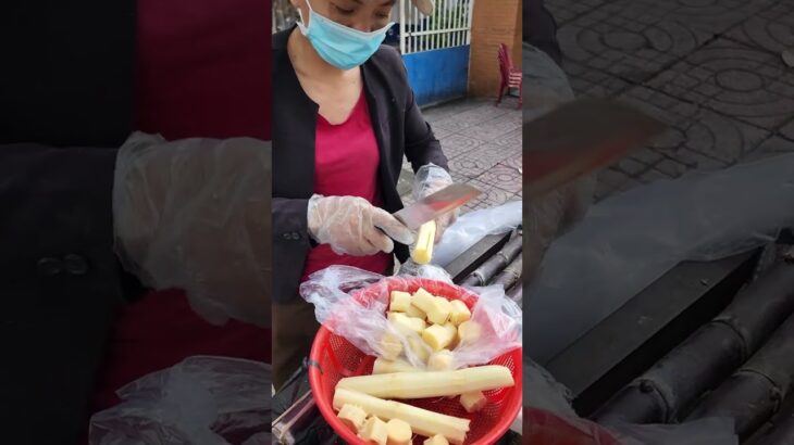 Hard Working Women Selling Fresh Sugarcane Pieces | Vietnam Street Food #shorts
