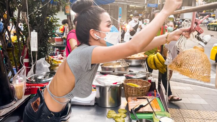 UNMASKED! The Most Hardworking & Beautiful Girl In Bangkok – Banana Pancake Roti – Thai Street Food