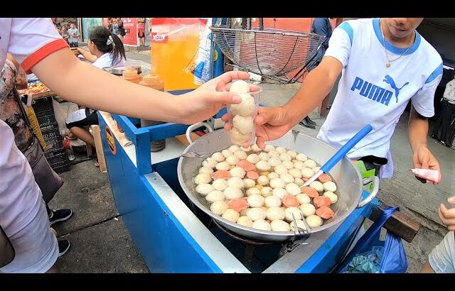 Filipino Street Food | Quail Eggs, Fried Tofu, Chicken Ball and Hot dog