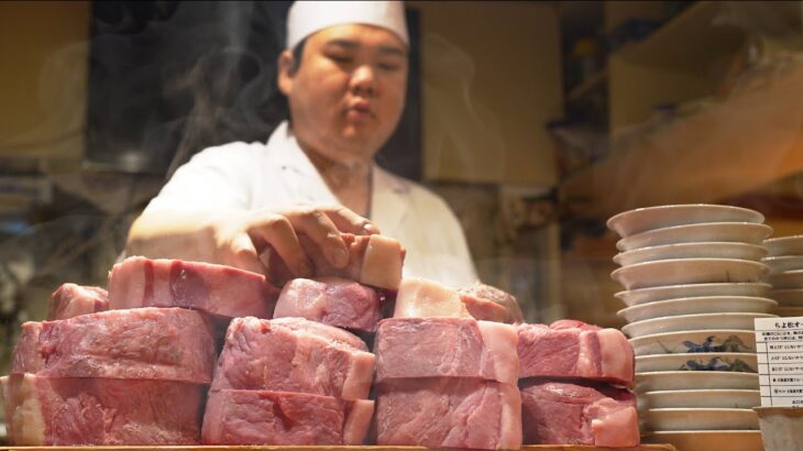 Giant Meat! Sumo Wrestler’s Katsudon カツ丼 – Japanese Street Food 相撲力士が作る超厚切りとんかつ ちよ松 大阪