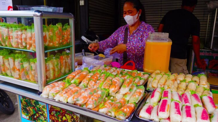 So Good ! Popular Fresh Spring Rolls with Various Fillings in Chouk Meas Market | Khmer Street Food