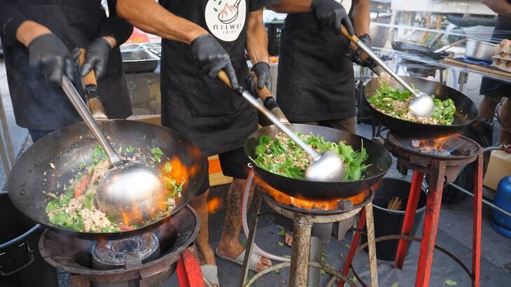 웍3개로 만드는 바질 돼지볶음 밥 / 3 woks! basil pork fried rice – thai street food