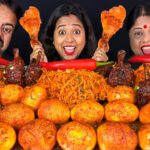 Spicy Chinese Food Challenge – Spicy Noodles, Lots Of Spicy Egg Curry, Spicy Chicken Lollipop Eating