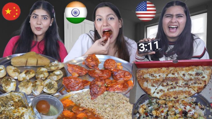 Indian Food Vs Chinese Food Vs American Food Challenge | Dahi Golgappa, Pizza, Momos, Rice, Pakora